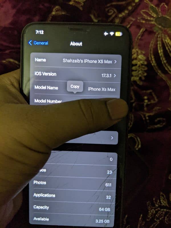 iPhone xs max black 64 gb front glass damage 8