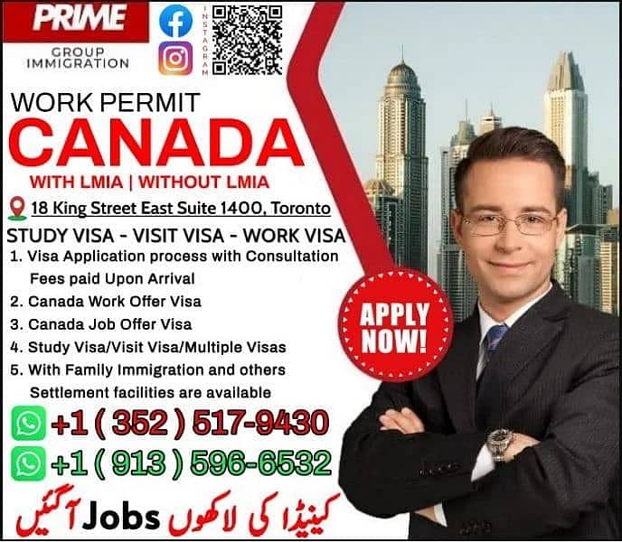 Canada Work/Job Offer Visa/Canada Study/Visit Visa/Family Immigration 1