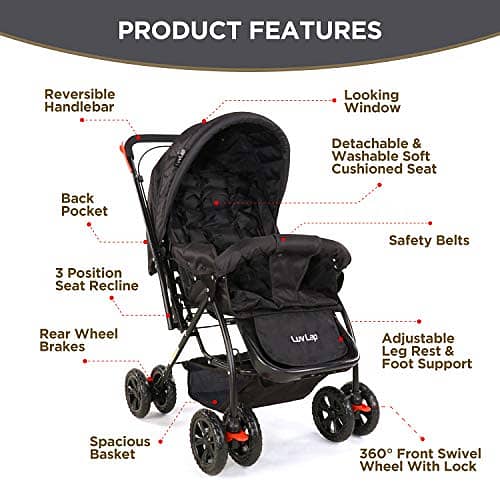 IMPORTED HGIH QUALITY 8 Big Tyres Alloy Foldable Baby Stroller RED/BL 2