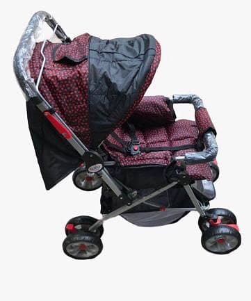 IMPORTED HGIH QUALITY 8 Big Tyres Alloy Foldable Baby Stroller RED/BL 10