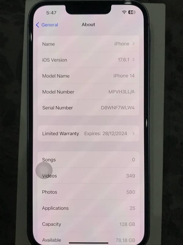 iPhone 14 128GB non pta/jv (with box and cable) 8