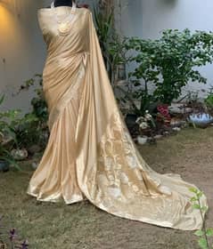 Pure chiffon silk fabric banarsi unstitch saree