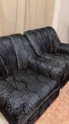 Father size Black velvet sofa set 2 seater