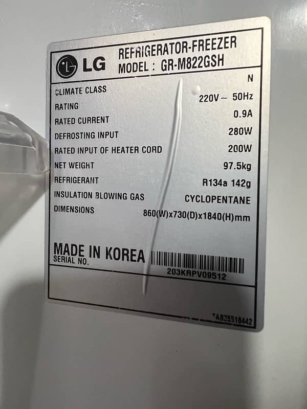 LG Refrigerator GR-M822GSH 5