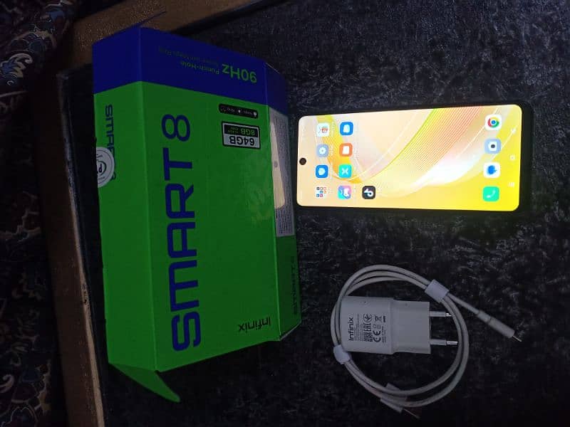 Infinix Smart 8 with box and orignl charger 2