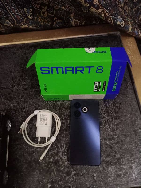 Infinix Smart 8 with box and orignl charger 3