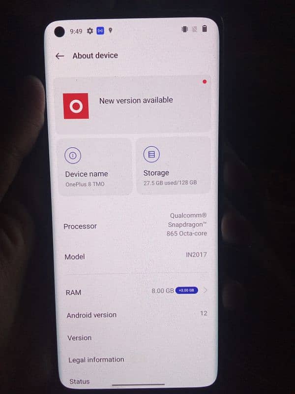 ONE PLUS 8 TMO 5G 8+5 GB 128 GB PTA APPROVED 2