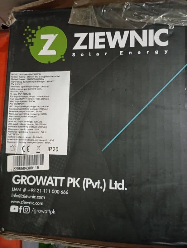 ziewnic marvel  7kv  6.5 Watts.  PV 8500 6