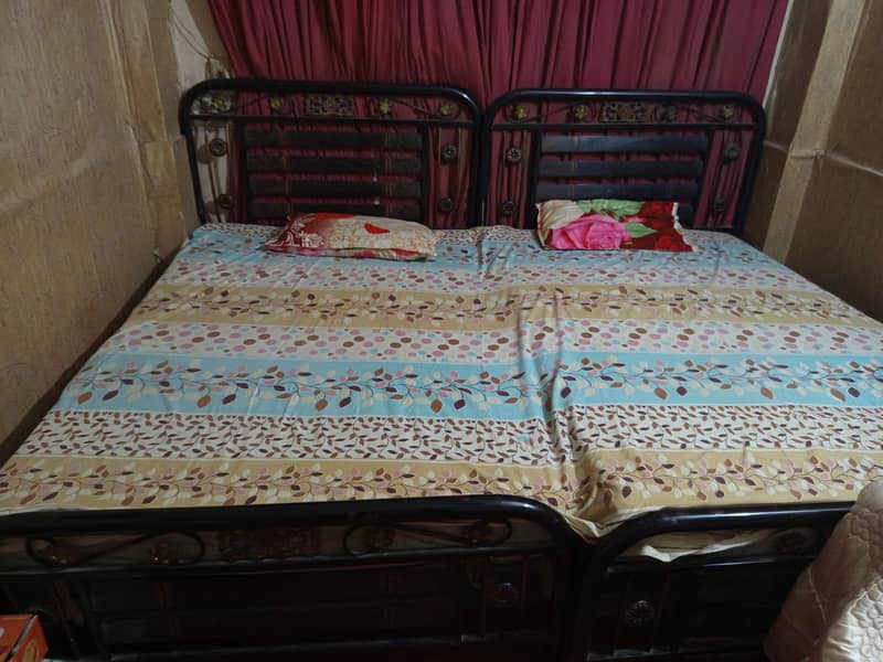 2 Single Bed for sale without mattress one Mattress will give only 2