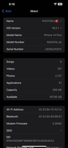 Iphone 14 plus jv 256 90%