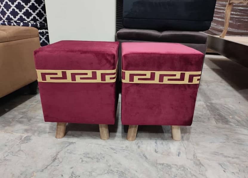 Velvet Sitting Sofa Chairs Ottoman stools 1