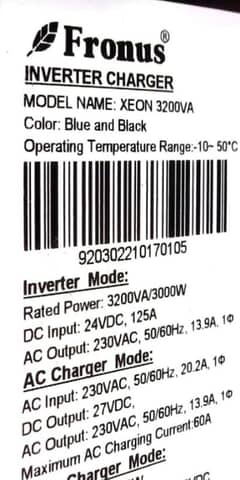 3kw Fronus hybrid solar invertor with warranty