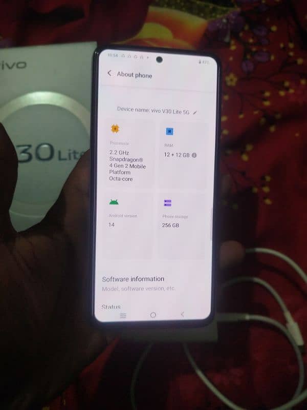 vivo v30 lite 5G . . 12+12 . . 256 ma ha 80W fast charger non pta ha 1