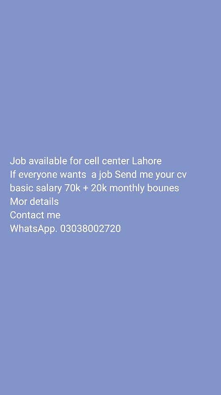 Job available for cell center 90k salary 0