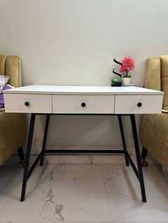 Office Table White 3 Drawer