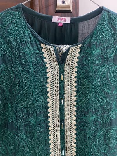 bottle green shirt and trouser 2 pcs