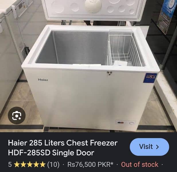 Freezer Single door Haier 285 sd box pack 1