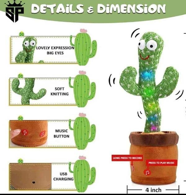 SP Dealz Dancing CactusToys  for Kids Educational PlushBaby Toy. . 3