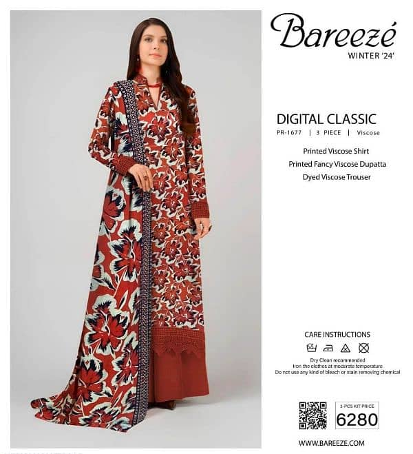 Sale Sale Sale: 3Pcs Women's Unstitched Viscos Printed Suit 8