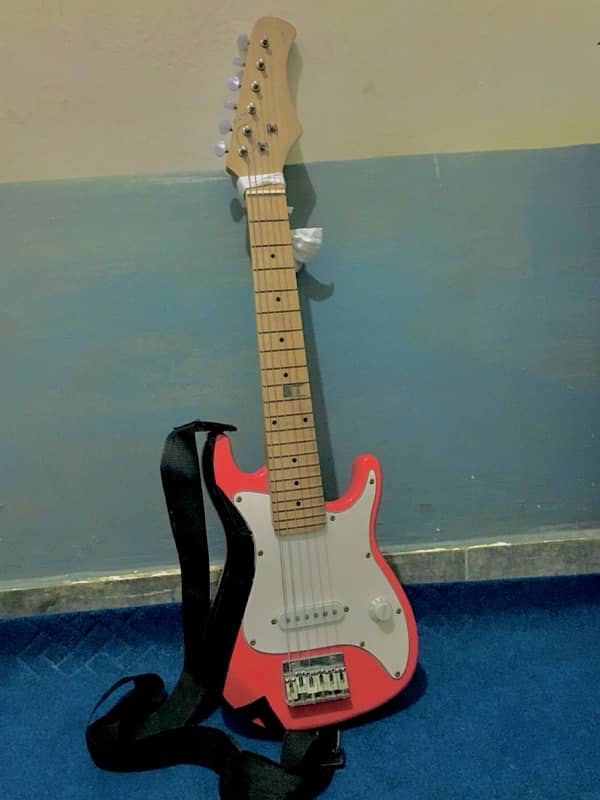 Stunning Red Mini Strat-Style Electric Guitar 0