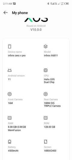 Infinix zero x pro 8+3/128  only mobile charger