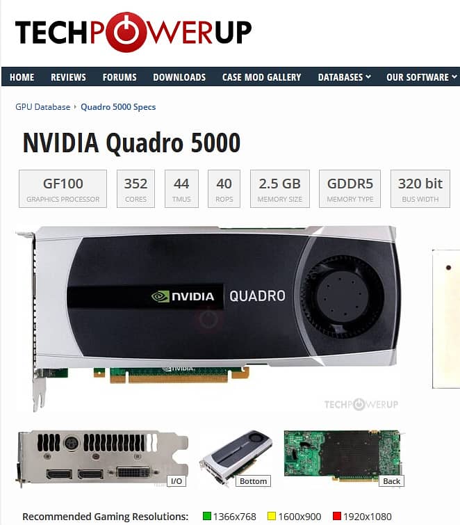 2.5Gb NVidia Quadrp 5000 3