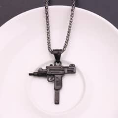 silver plated uzi necklace