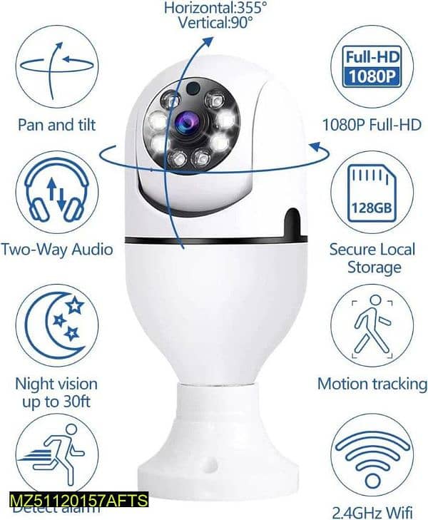 360° Smart WiFi Security Camera  1080P HD,Night Vision&Motion tracking 0