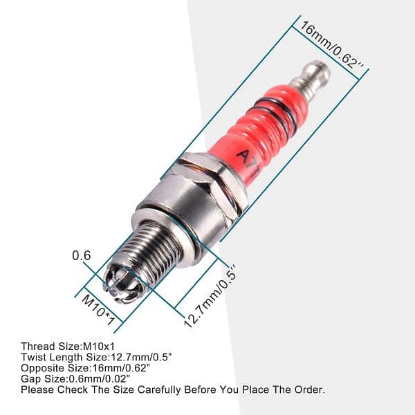 3 Electrode Spark Plug for CD 70 / Pridor / CD 100 / Honda 125 4