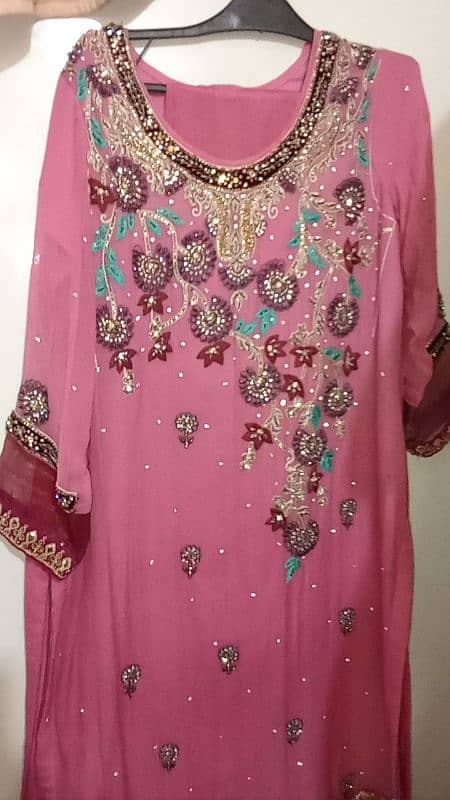 pink stone work dress 1