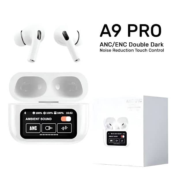 New A9 Pro Apple Airpods ANC/ENC Noise Reduction, Touch Control 0