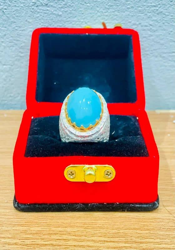 Men Silver Ring with Beautiful Blue Feroza with unique design 0