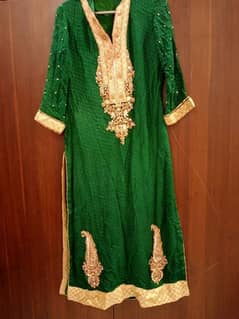 bottle green pure chiffon 3 piece suit