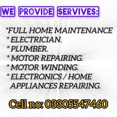 Electrician/Plumber/Appliances Repairing