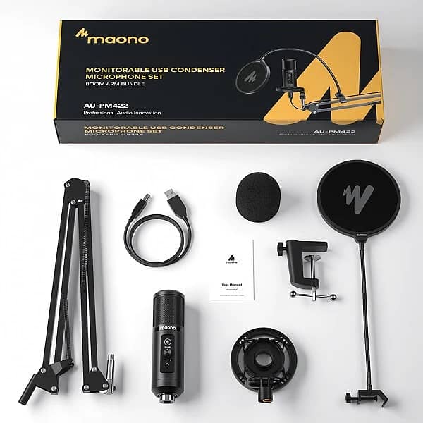 MAONO PM422 Podcast Microphone Plug & Play with Monitor Headphone 1