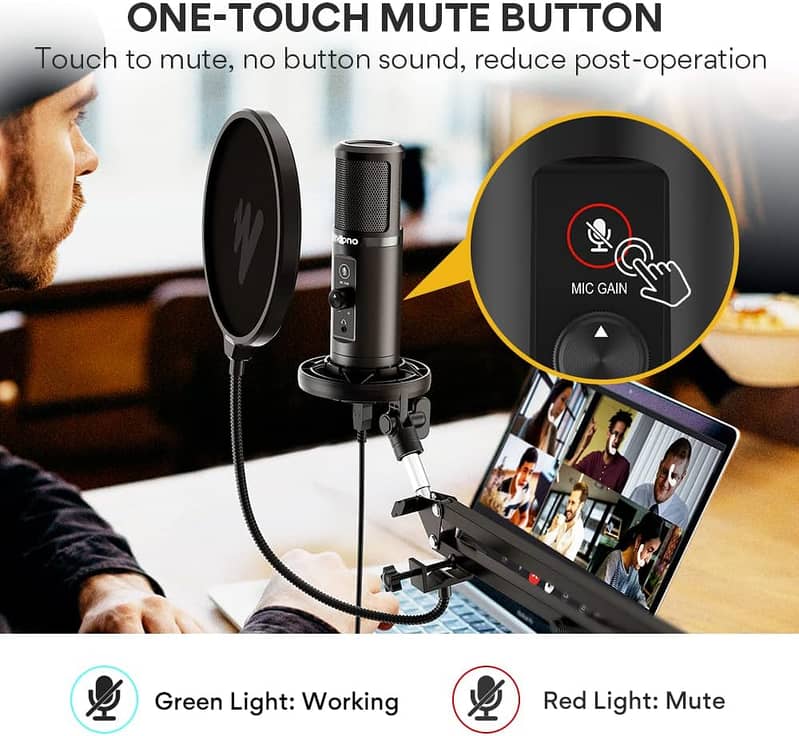 MAONO PM422 Podcast Microphone Plug & Play with Monitor Headphone 3