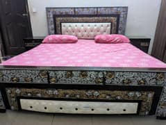 King size bed set with 2 side tables, dressing table and mattress