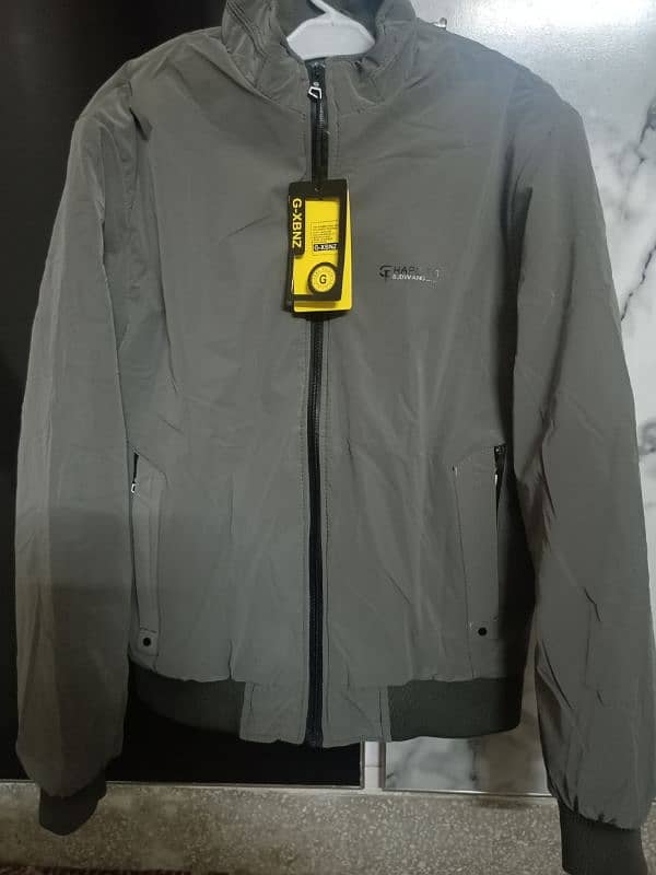 Grey Bomber Jacket with Zipper 0