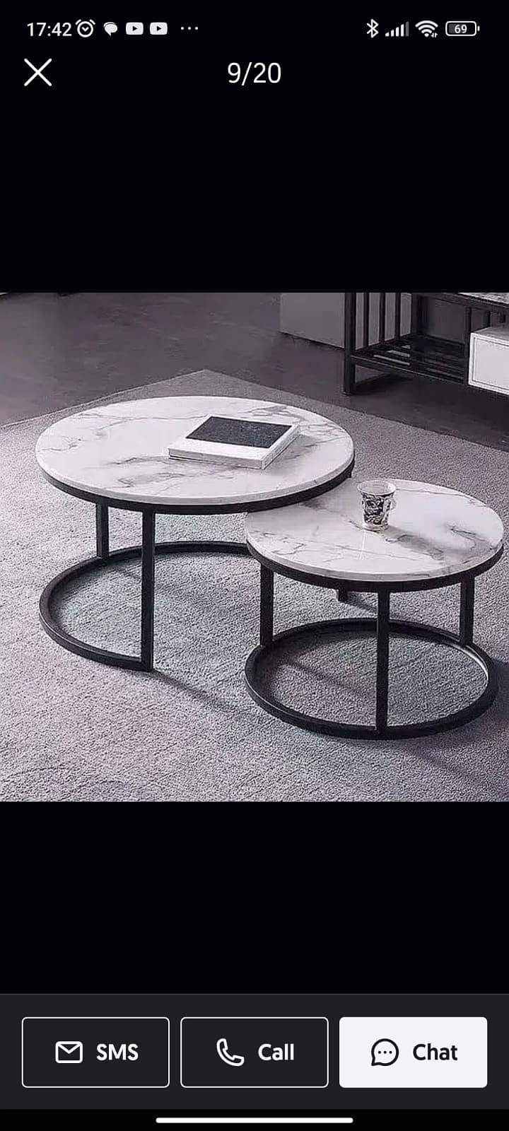 Nesting Table | Marble table | Coffee table | Round table set 3