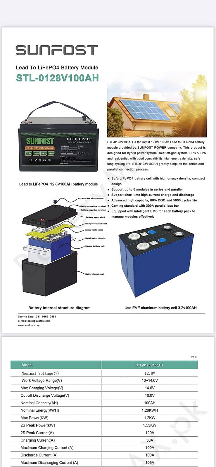 New Sunfost 12.8V 100Ah Lifepo4 Lethium Battery/Lithium Ion Batteries 2