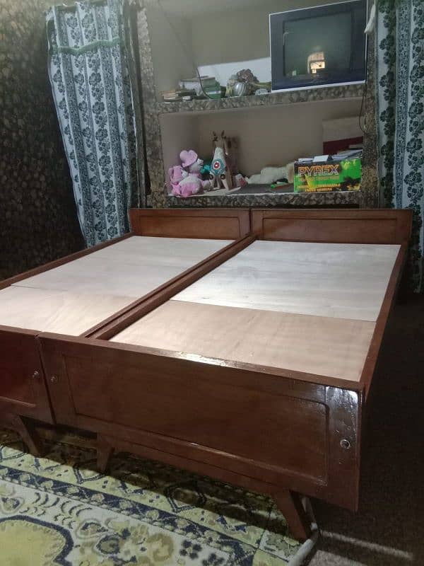 2 Sheesham wood single beds in attractive condition 1