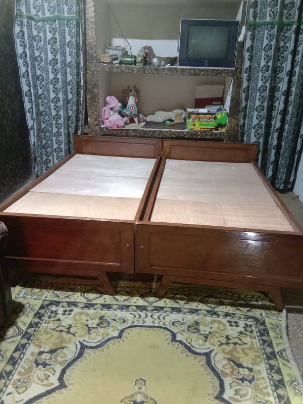 2 Sheesham wood single beds in attractive condition 2