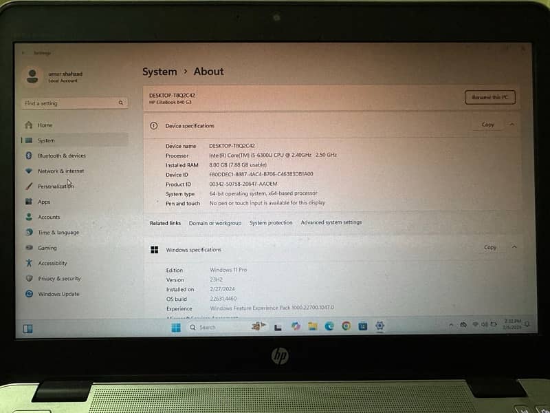 HP Elitebook 840 G3 Core i5 6th generation 0