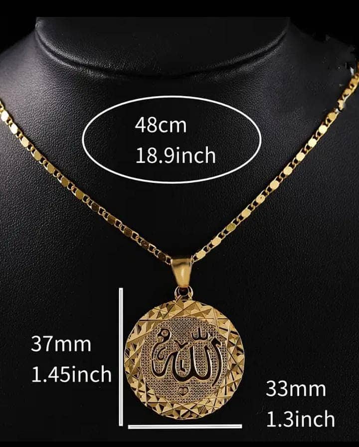 1pc Men's Muslim Allah Pattern Pendant Necklace 1