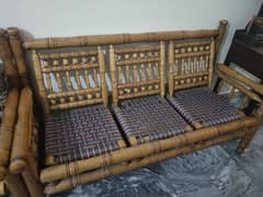 cane sofa set 3+2 with 3 tables