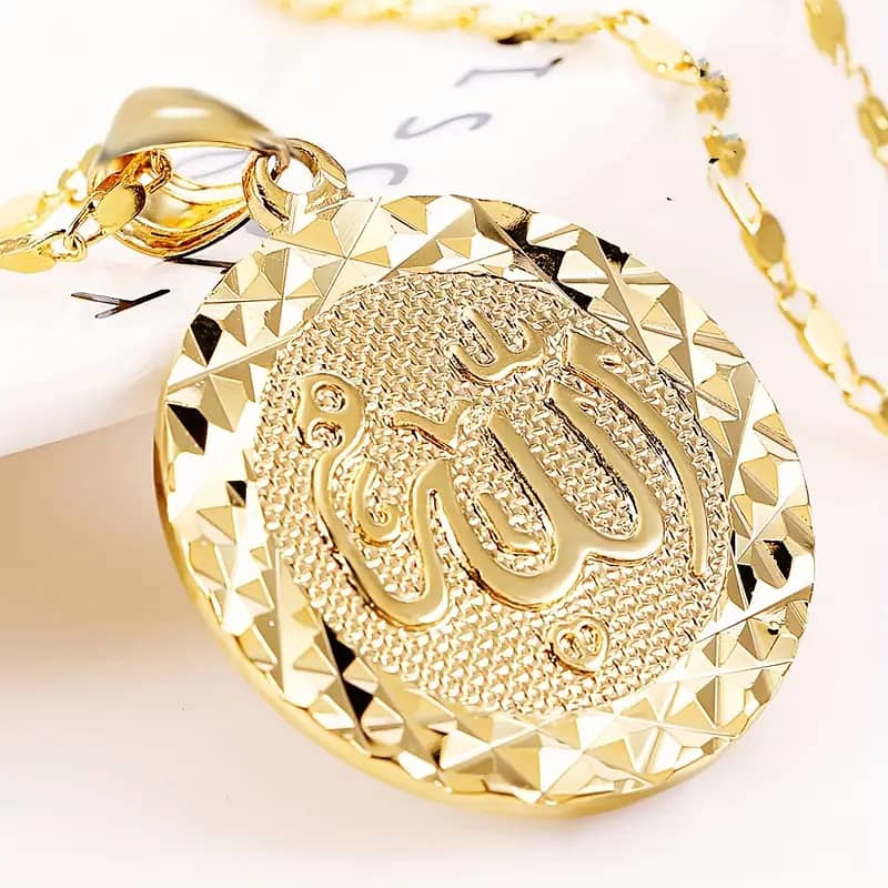 1pc Men's Muslim Allah Pattern Pendant Necklace 2