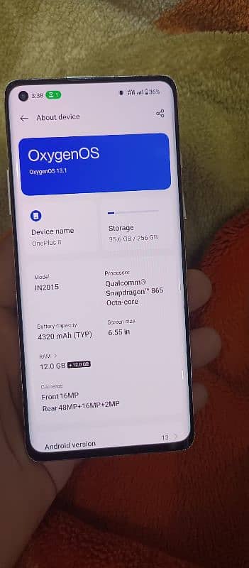 OnePluse 8 12+12/256gb 7