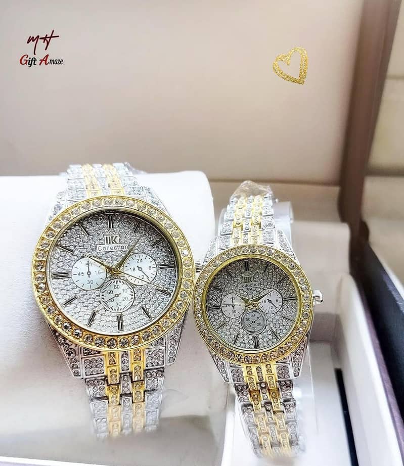 Stylish Quartz Couple Watch 2 pcs set 0