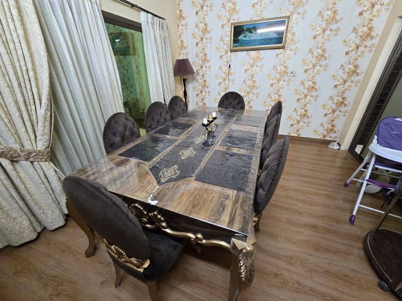 8 Seater Luxury Royal Dining Table (Gold Theme) 2