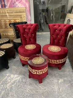 Chair set / 2 Chair 1 stool / Coffee chairs with table / Poshish chais